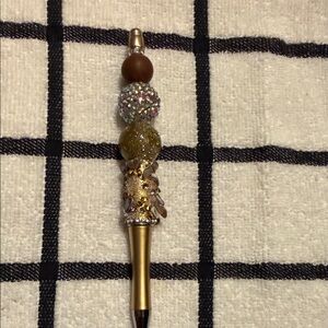 Luxurious Gold and Brown Beaded Writing Pen